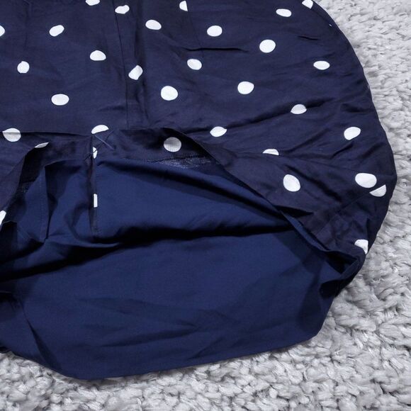 Banana Republic Polka Dot Pencil Skirt Size 6P Petite Navy Blue Linen Blend - Picture 3 of 8